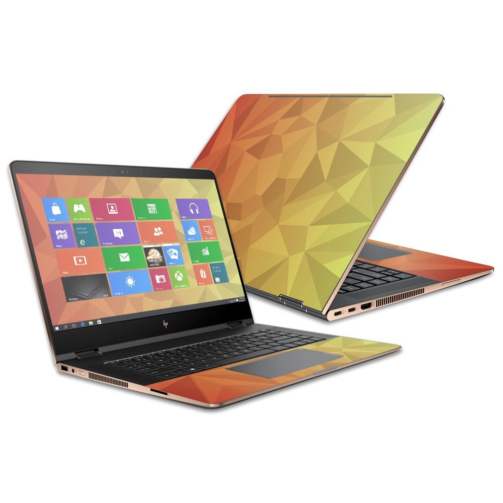 MightySkins Skin Compatible with HP Spectre x360 Convertible 15.6" (2017) wrap Cover Sticker Skins Red Orange Polygon