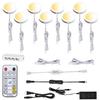 AIBOO LED Under Cabinet Puck Lights CCT Light Color Temperature Adjustable Warm+White Double Color with Dimmable RF Remote Controller for Kitchen Shelf Ambiance Display Lighting (8 Lights, 24W) view 1