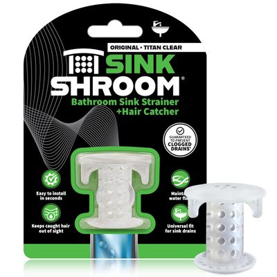 SinkShroom SSCLE988 The Revolutionary Sink Drain Protector Hair Catcher/Strainer/Snare, Clear