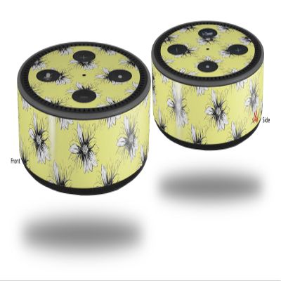 Skin Wrap Decal Set 2 Pack for Amazon Echo Dot 2 - Kearas Daisies Yellow (2nd Generation ONLY - Echo NOT Included)