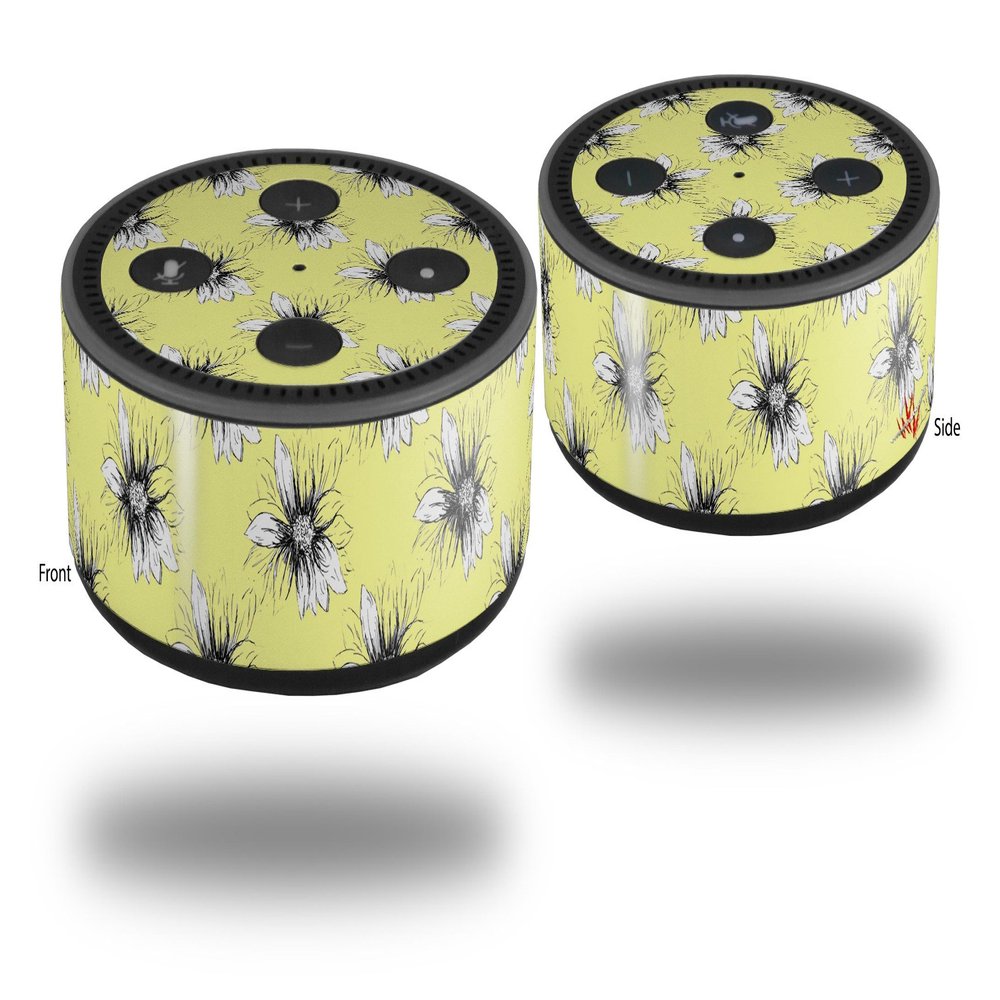 Skin Wrap Decal Set 2 Pack for Amazon Echo Dot 2 - Kearas Daisies Yellow (2nd Generation ONLY - Echo NOT Included)