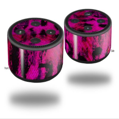 Skin Wrap Decal Set 2 Pack for Amazon Echo Dot 2 - Pink Distressed Leopard (2nd Generation ONLY - Echo NOT Included)
