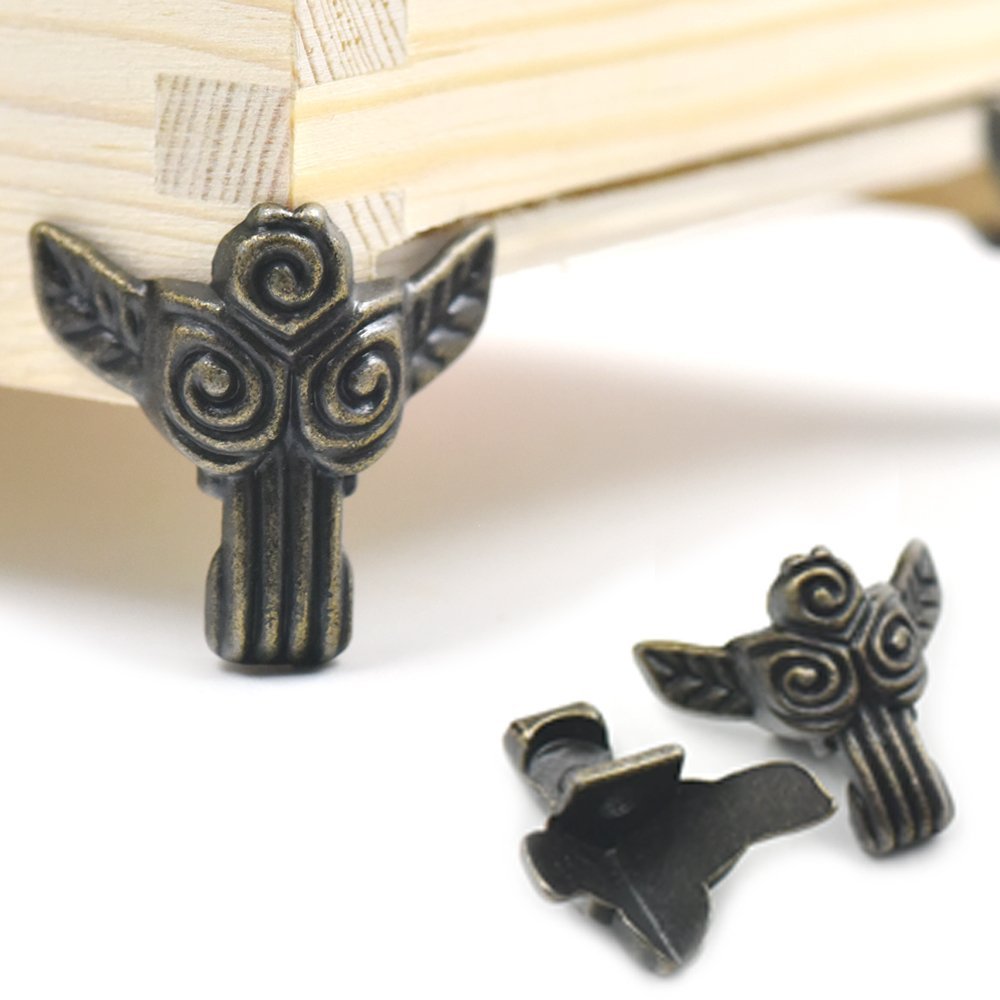 Fujiyuan 5 pcs 31mm 1.22"Alloy Jewelry Chest Box Wood Decorative Feet Leg Corner Protector Guard Furniture bronze
