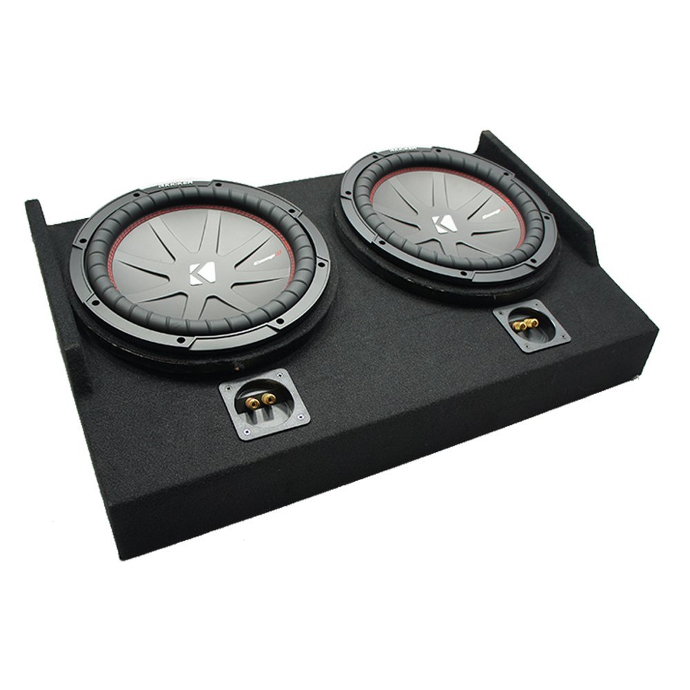 American Sound Connection ASC FTB2X10-15EXTCAB Compatible with Ford F150 Cab 2015-2025 Dual 10" Sub Box, 43CWR102 10" CompR CWR10 Series 400W RMS 2 Ohm DVC Car Sub & RING-1X10 Wood Trim Adaptor 10"