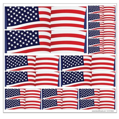 American Flag - USA - 12" x 12" Vinyl Sticker Decal Sheet For Car/Truck/Laptop