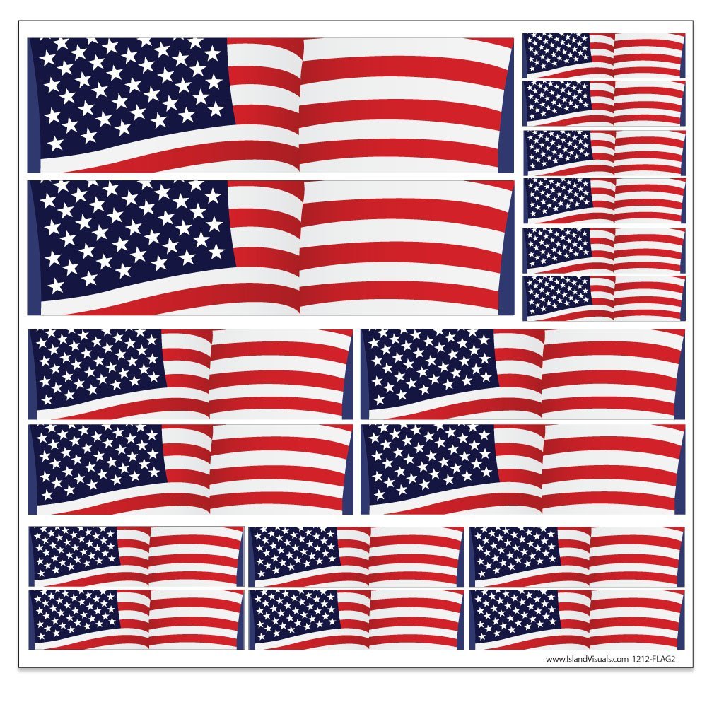 American Flag - USA - 12" x 12" Vinyl Sticker Decal Sheet For Car/Truck/Laptop