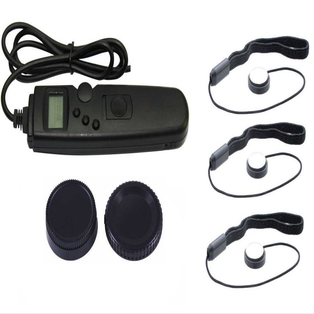 NinoLite 6 Piece Timer MC-DC2 Compatible + 3 Lens Cap Holders + 2 Camera Caps