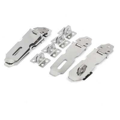 uxcell Cupboard Drawer Safety Padlock Door Latch Lock Hasp Staples Silver Tone 5pcs