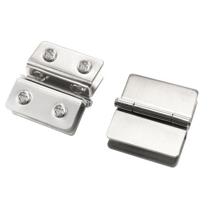 uxcell 10mm Thickness Double Clamps Glass Door Hinges Silver Tone 2pcs