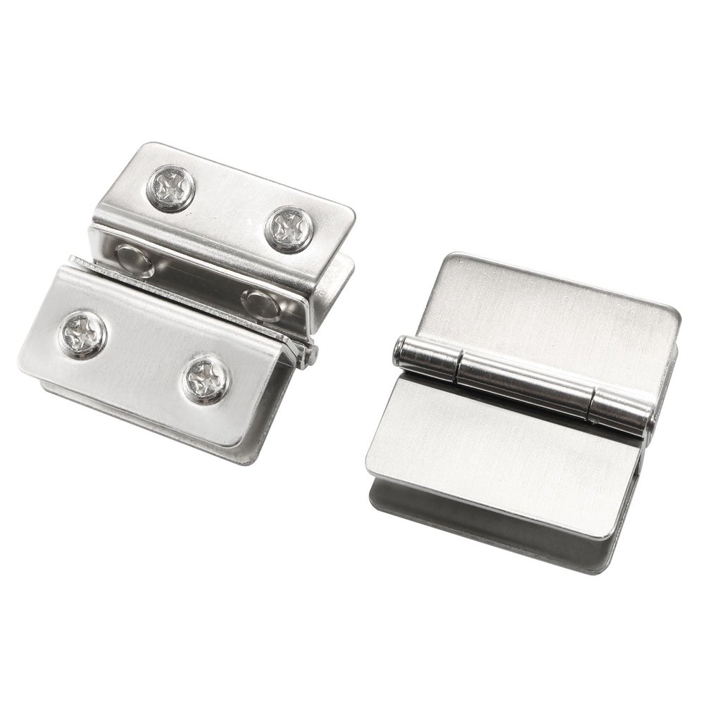 uxcell 10mm Thickness Double Clamps Glass Door Hinges Silver Tone 2pcs
