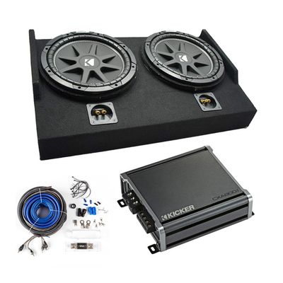 American Sound Connection Kicker Bundle FTB2X10-15EXTCAB Compatible with Ford F150 2015-2025 Super Cab Dual Sub Box, 43C104-N 10" Sub and 46CXA8001 1600W Sub Amplifier