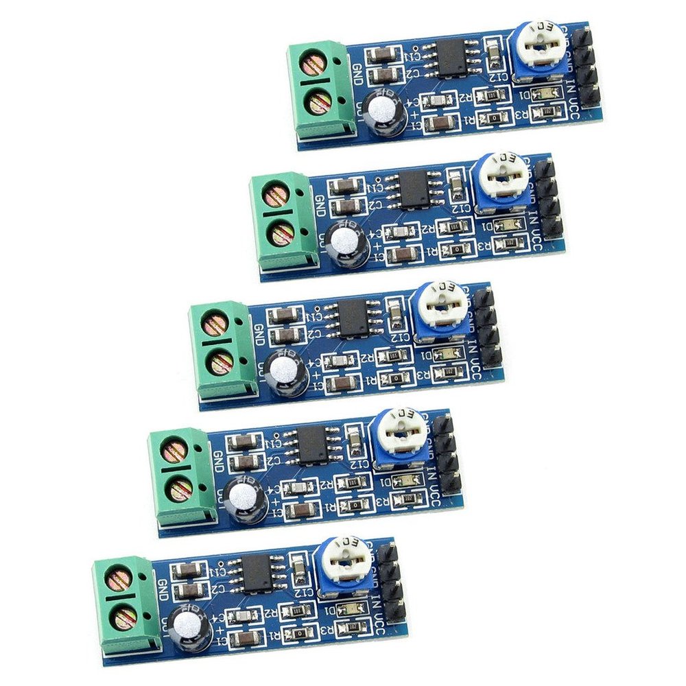 Newzoll 5Pcs LM386 Audio Amplifier Module for Arduino EK1236, Mono Board 200x Gain, Low Voltage DIY Circuit for Speaker, Solo 5-12V Operation, 10K Adjustable
