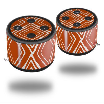 Skin Wrap Decal Set 2 Pack for Amazon Echo Dot 2 - Wavey Burnt Orange (2nd Generation ONLY - Echo NOT Included)