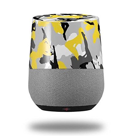 Sexy Girl Silhouette Camo Yellow - Decal Style Skin Wrap fits Google Home Original (Google Home NOT Included)