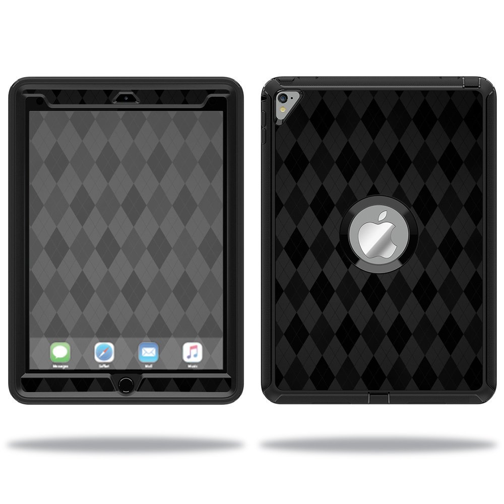 MightySkins Skin Compatible with OtterBox Defender Apple iPad Pro 9.7 Case wrap Cover Sticker Skins Black Argyle