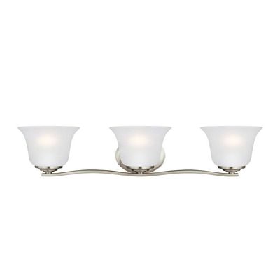 Generation Lighting 3-Light Emmons Traditional Bath Fixture Wall Lamp Brushed Nickel 4439003-962, Bathroom Light Fixture for Home Dcor, Wall Sconce Vanity Light Fixture and Bathroom Accessory