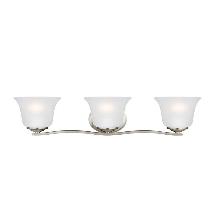 Generation Lighting 3-Light Emmons Traditional Bath Fixture Wall Lamp Brushed Nickel 4439003-962, Bathroom Light Fixture for Home Dcor, Wall Sconce Vanity Light Fixture and Bathroom Accessory