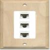 RiteAV Decorative 1 Gang 3 Port Cat5e Ethernet Wall Plate - Wood/White view 1