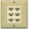 RiteAV Decorative 1 Gang 6 Port Cat5e Ethernet Wall Plate - Ivory/Light Almond view 1