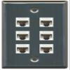 RiteAV 1 Gang 6 Port Cat5e Ethernet Wall Plate - Stainless Steel view 1