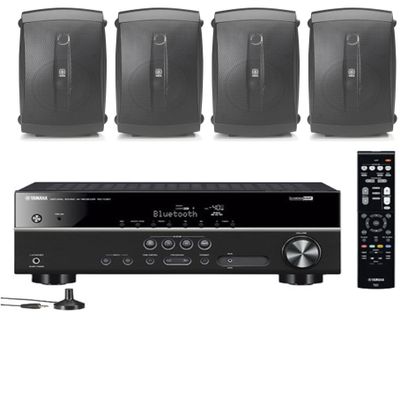 Yamaha 5.1-Channel Wireless Bluetooth 4K A/V Home Theater Receiver Natural Sound 2-Way 120 watts 2-Way Indoor/Outdoor Weatherproof Speakers (Set of 4)