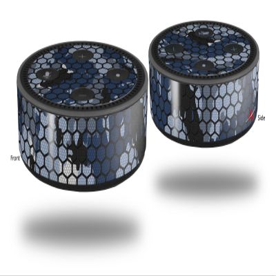 Skin Wrap Decal Set 2 Pack for Amazon Echo Dot 2 - HEX Mesh Camo 01 Blue (2nd Generation ONLY - Echo NOT Included)