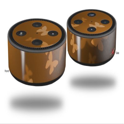 Skin Wrap Decal Set 2 Pack for Amazon Echo Dot 2 - Bokeh Butterflies Orange (2nd Generation ONLY - Echo NOT Included)