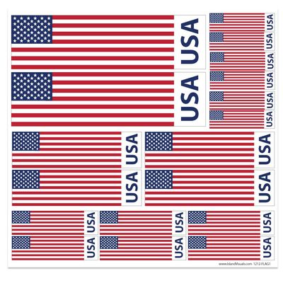 American Flag - USA - 12" x 12" Vinyl Sticker Decal Sheet For Car/Truck/Laptop