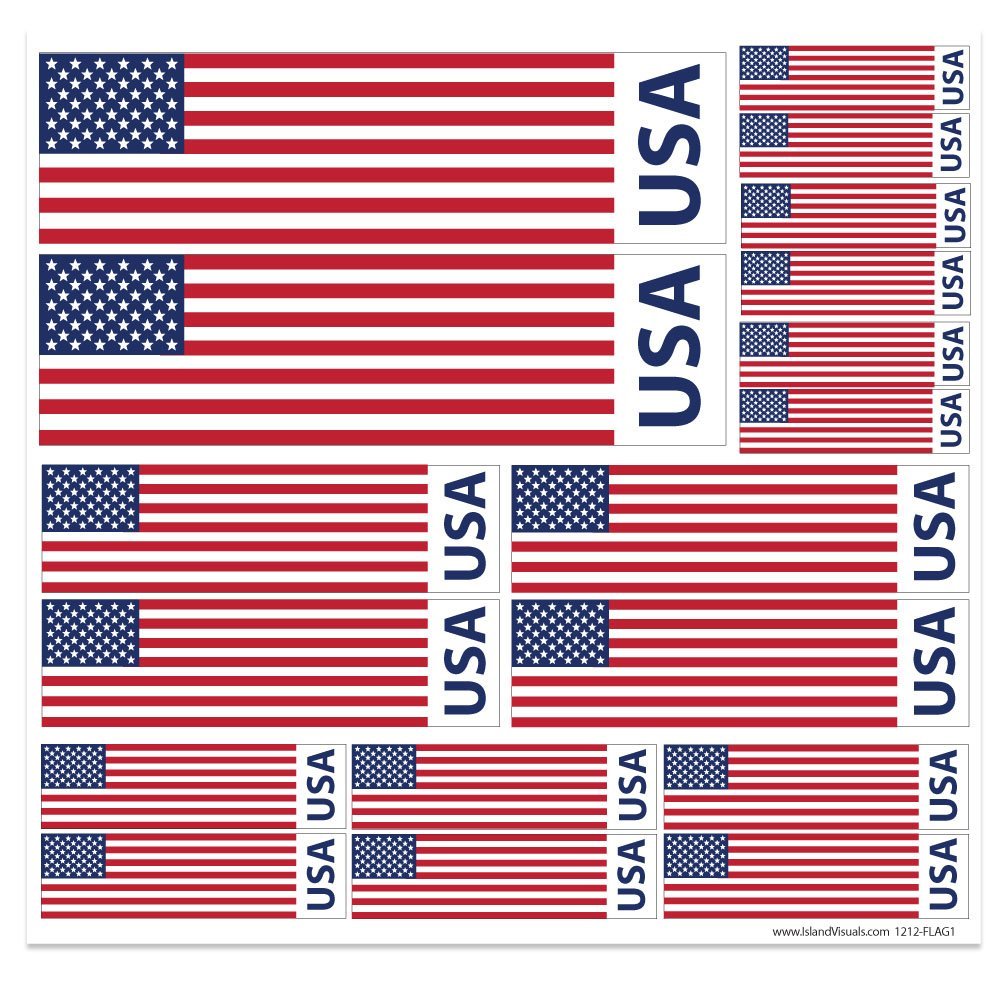American Flag - USA - 12" x 12" Vinyl Sticker Decal Sheet For Car/Truck/Laptop
