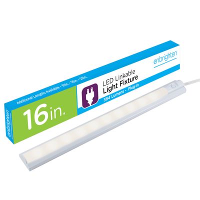 Enbrighten 16 Inch Plug In Under Cabinet Light, 384 Lumens Warm White 3000K