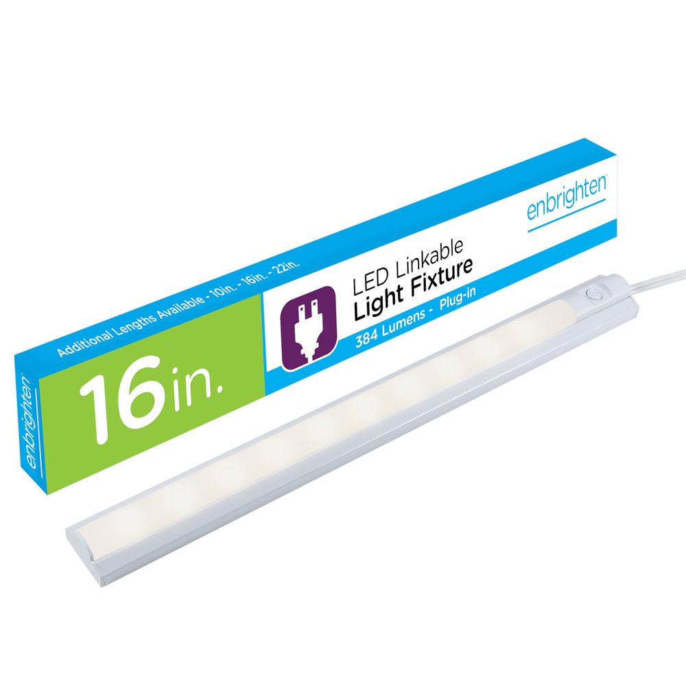 Enbrighten 16 Inch Plug In Under Cabinet Light, 384 Lumens Warm White 3000K