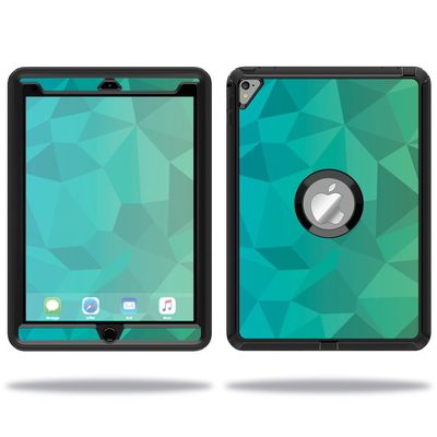 MightySkins Skin Compatible with OtterBox Defender Apple iPad Pro 9.7 Case wrap Cover Sticker Skins Blue Green Polygon