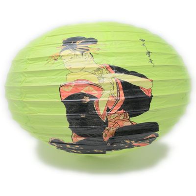 THY COLLECTIBLES Oriental Chinese Japanese Festival Party Celebration Home Decor Lantern Geisha Design 16" (Green)