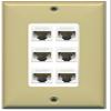 RiteAV Decorative 1 Gang 6 Port Cat5e Ethernet Wall Plate - Ivory/White view 1