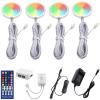 AIBOO RGBWW RGB + Warm White Color Changing Christmas Xmas Under Cabinet LED Lights Kit IR Remote Puck Lights for Kitchen Counter Shelf Furniture Ambiance Lighting (RGBWW, 4 Lights, 12W) view 1