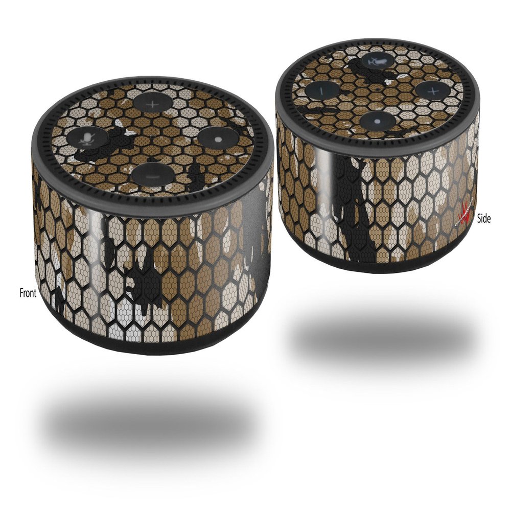 Skin Wrap Decal Set 2 Pack for Amazon Echo Dot 2 - HEX Mesh Camo 01 Tan (2nd Generation ONLY - Echo NOT Included)