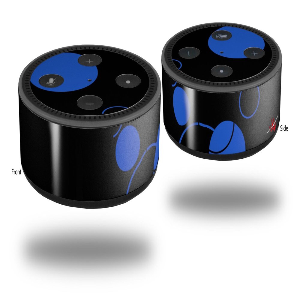 Skin Wrap Decal Set 2 Pack for Amazon Echo Dot 2 - Lots of Dots Blue on Black (2nd Generation ONLY - Echo NOT Included)