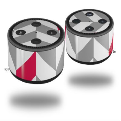 Skin Wrap Decal Set 2 Pack for Amazon Echo Dot 2 - Chevrons Gray and Raspberry (2nd Generation ONLY - Echo NOT Included)
