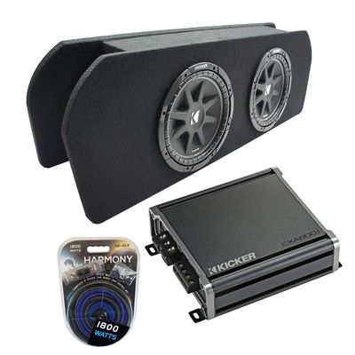 American Sound Connection - Compatible with 2015-2023 Ford Mustang Coupe Kicker Bundle Comp C10 Dual 10" Custom Sub Box CXA800.1 Amp
