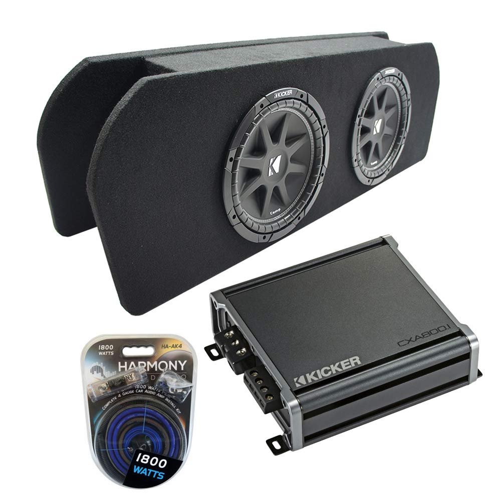 American Sound Connection - Compatible with 2015-2023 Ford Mustang Coupe Kicker Bundle Comp C10 Dual 10" Custom Sub Box CXA800.1 Amp