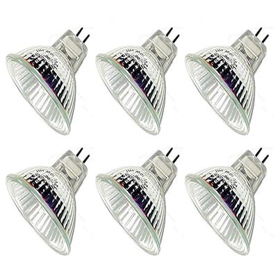 10Watt 12Volt MR16 Halogen Light Bulbs, 120 Lumens Bi Pin Wide Beam 4000Hr Life, 2700K Warm White Precision Reflector Fiber Optic Light Bulb (6 Pack)