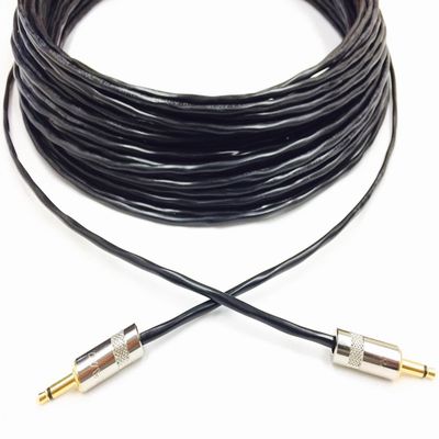 100 Foot 3.5mm Mono Male to Male cable with Black PVC Jacket by Custom Cable Connection