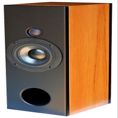 The Canoe Two-Way nearfield Transmission line Desktop Speaker, Satin Black and Spanish Cedar Real Wood Veneer (Each)