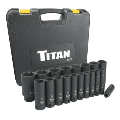 Titan 42319 19-Piece 1/2" Drive SAE Deep Impact Socket Set