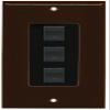 RiteAV Decorative 1 Gang 3 Port Cat5e Ethernet Wall Plate - Brown/Black view 1