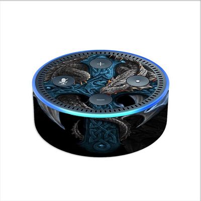 Skin Decal Vinyl Wrap for Amazon Echo Dot 2 (2nd Generation) / Dragon on Cross