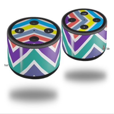 Skin Wrap Decal Set 2 Pack for Amazon Echo Dot 2 - Zig Zag Colors 04 (2nd Generation ONLY - Echo NOT Included)