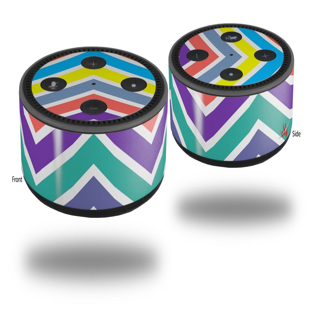 Skin Wrap Decal Set 2 Pack for Amazon Echo Dot 2 - Zig Zag Colors 04 (2nd Generation ONLY - Echo NOT Included)