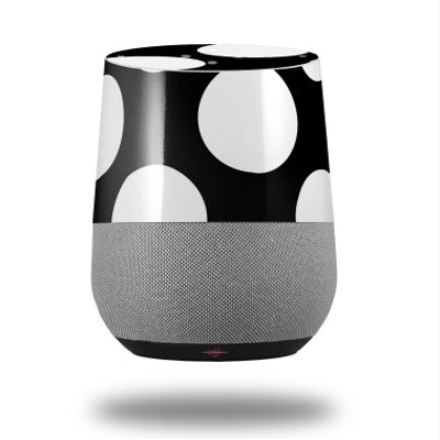 Kearas Polka Dots White On Black - Decal Style Skin Wrap fits Google Home Original (Google Home NOT Included)