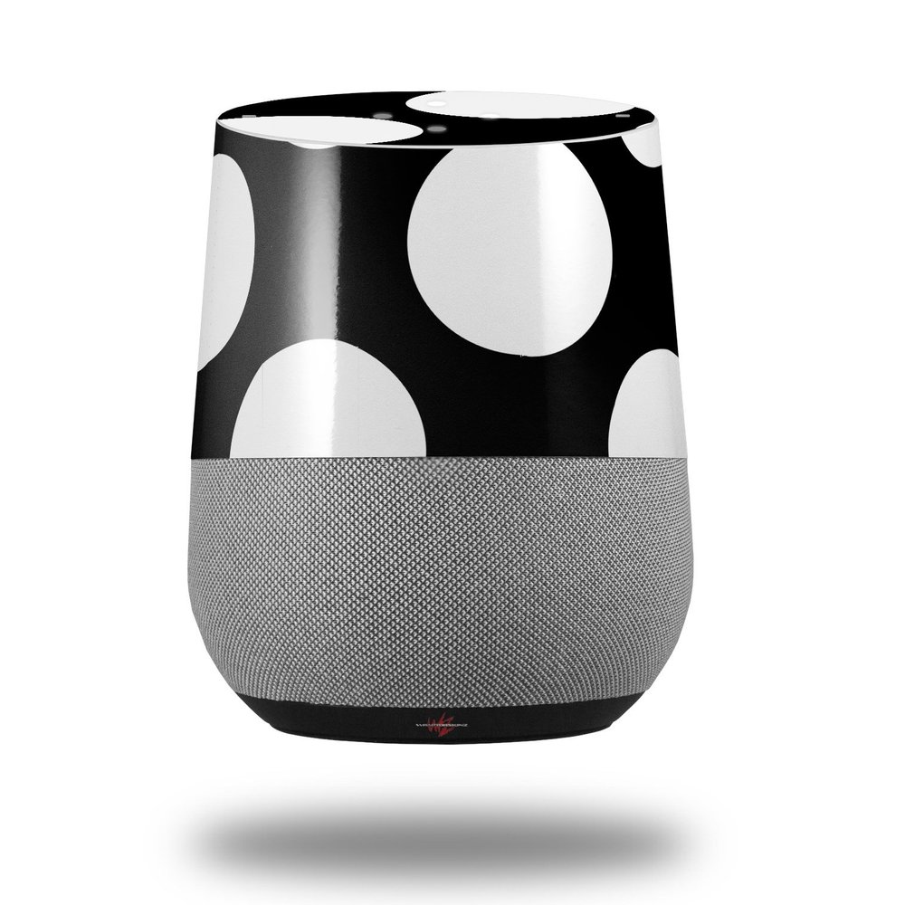 Kearas Polka Dots White On Black - Decal Style Skin Wrap fits Google Home Original (Google Home NOT Included)
